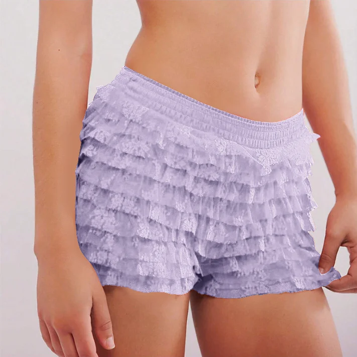 Nigikala Sexy Beach Hot Pants Lotus Side Wave Solid-Colored Lolita Low-Rise Shorts Skirt Girl