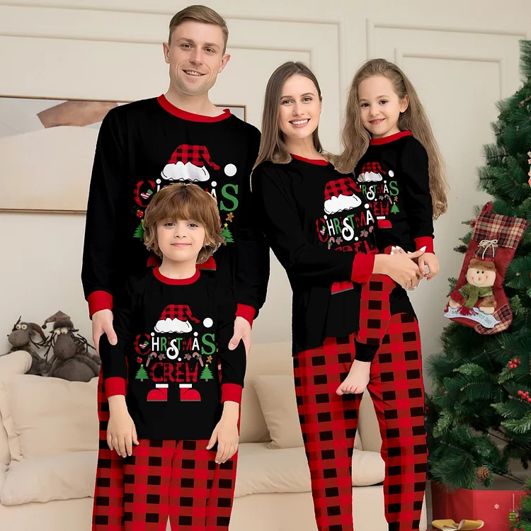 Christmas Crew Family Matching Plaids Pajamas Set For Holidays