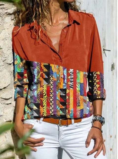 Printed casual long sleeve shirt