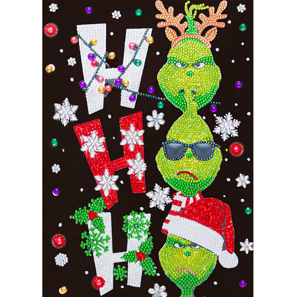 Christmas Green Monster 30*40cm(canvas) special shaped drill diamond painting