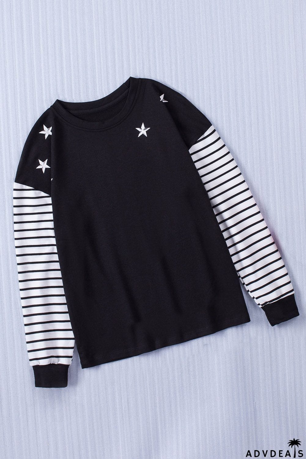 Black Striped Star Long Sleeve Top