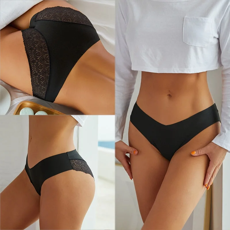 2PCS/Set Lace Panties Women Underwear Seamless Lingerie Sexy Panties Female Underpants Briefs Floral Lace Patchwork Woman Pantys