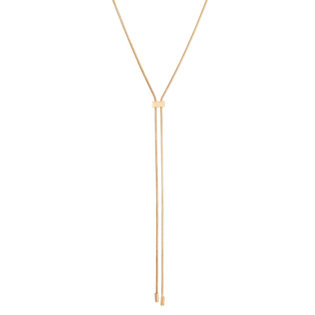 Pull Out Adjustable Long Gold Plated Necklace
