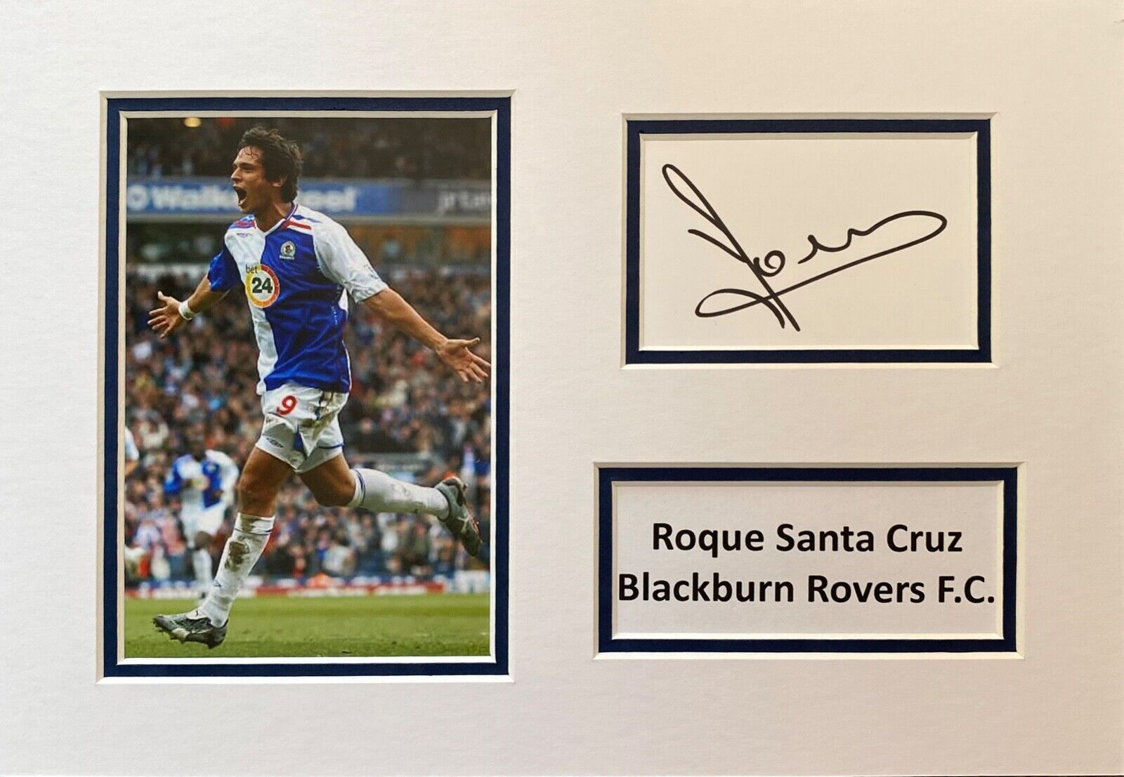 ROQUE SANTA CRUZ HAND SIGNED A4 Photo Poster painting MOUNT DISPLAY BLACKBURN FOOTBALL AUTOGRAPH