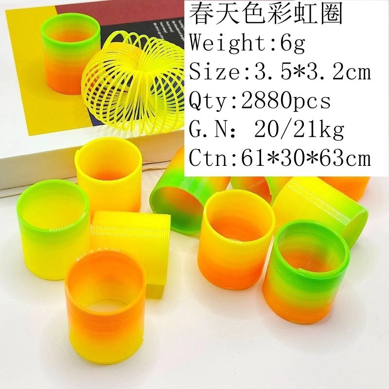 12 Pieces Cute 3. 5cm Children’s Colorful Spring Coil Little White Rabbit Rainbow Elastic Force Circle Toy