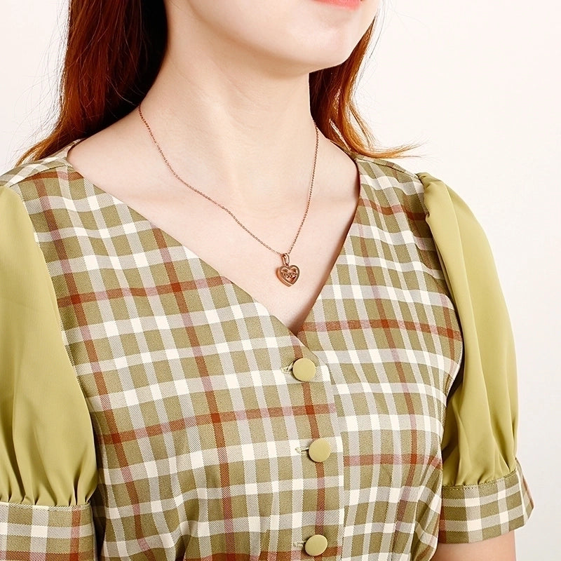 Romantic Letter Heart Shape Titanium Steel Plating Rose Gold Plated Gold Plated Pendant Necklace