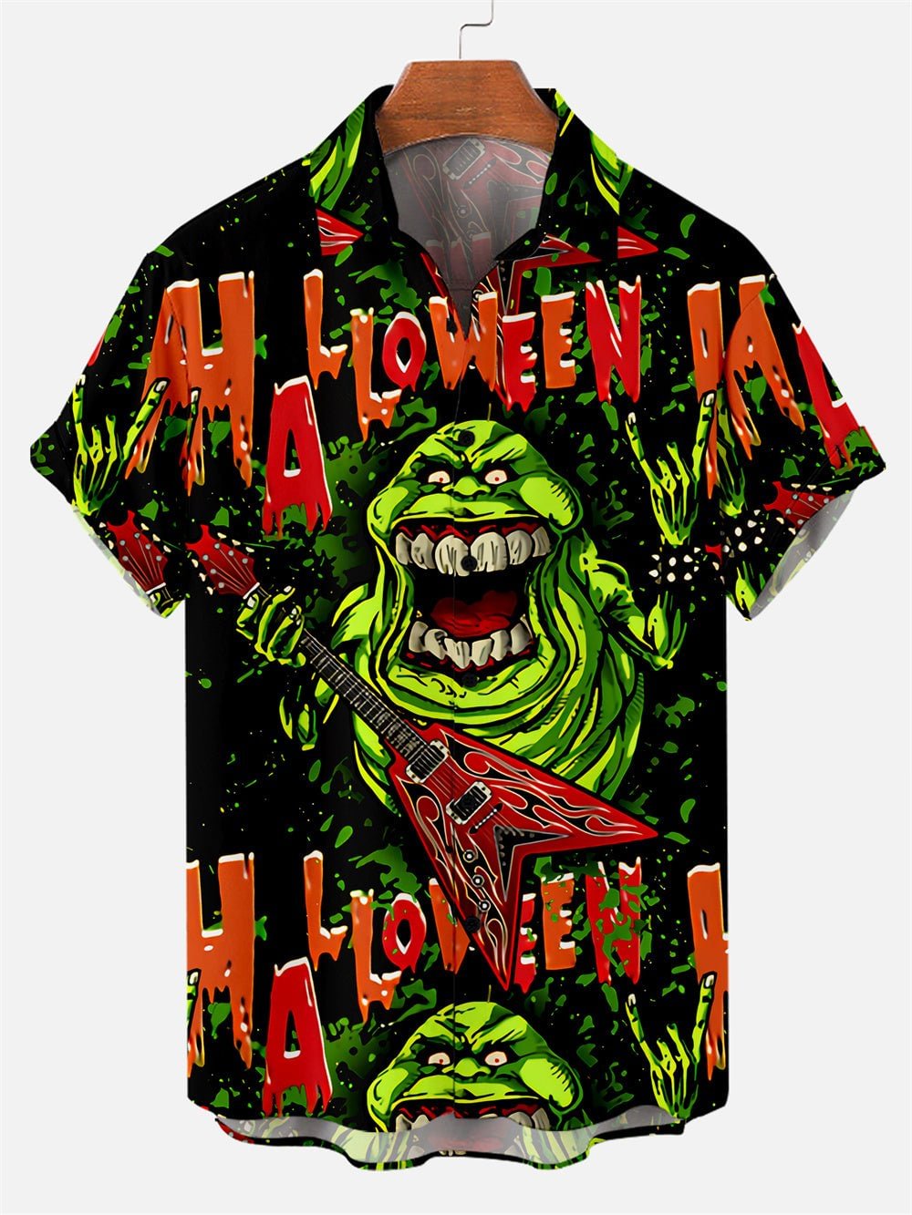 Men's Halloween Spoof Rubber Man Print Short Sleeve Shirt