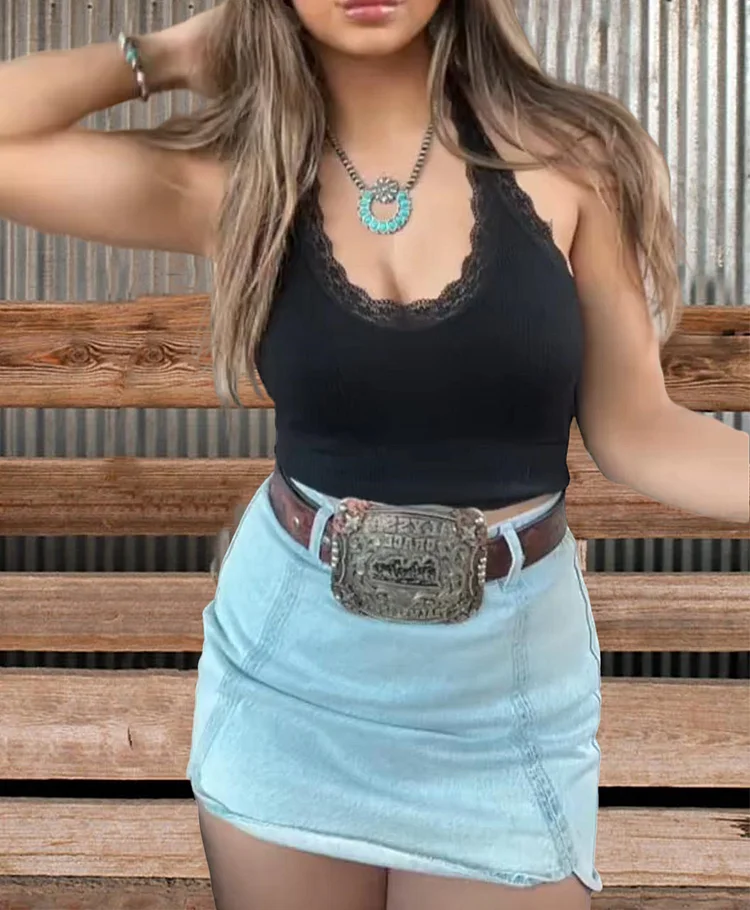 Black Lace Tank Top