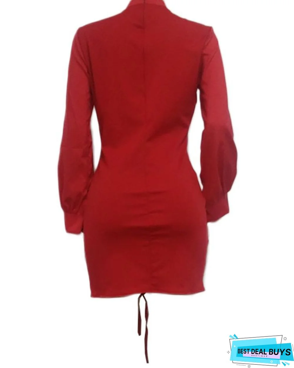 Grommet Lace-up Lantern Sleeve Bodycon Dress