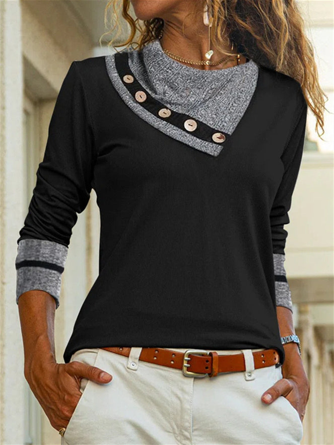 Women Long Sleeve V-neck Graphic Floral Printed Top