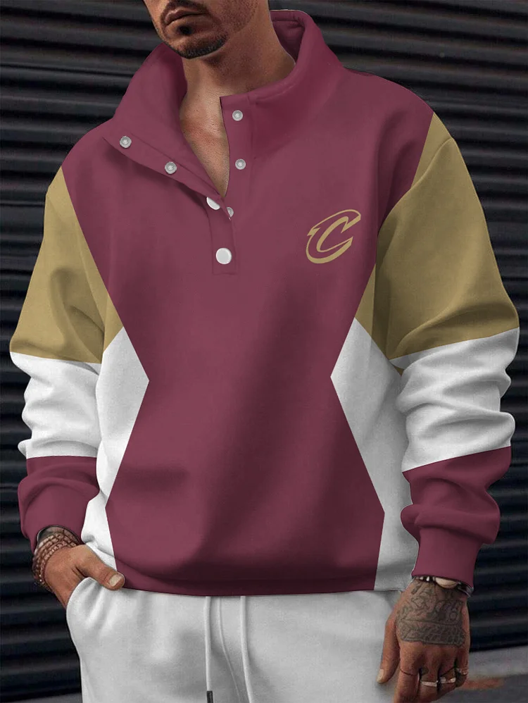 Cleveland Cavaliers 2025 New Design Casual Snap Mockneck Pullover