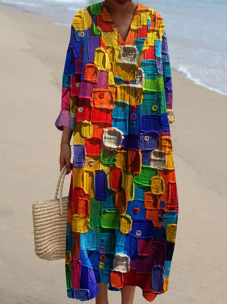 Women's Abstract Colorful Art Print Dress
