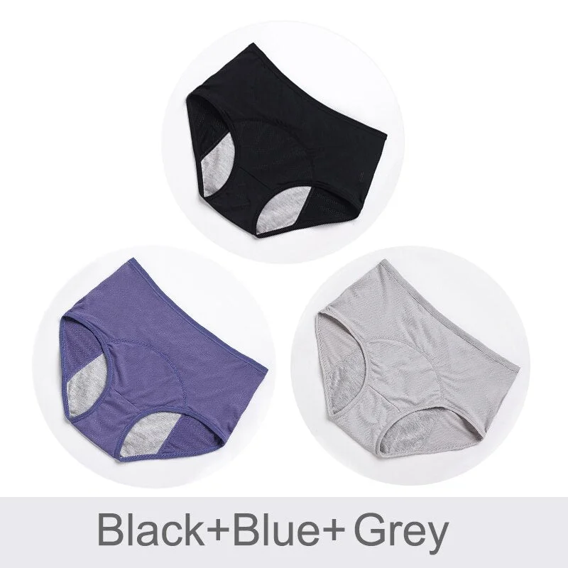 3pcs Leak Proof Menstrual Panties Physiological Pants High Waist Cotton Women Underwear Period Waterproof Female Briefs