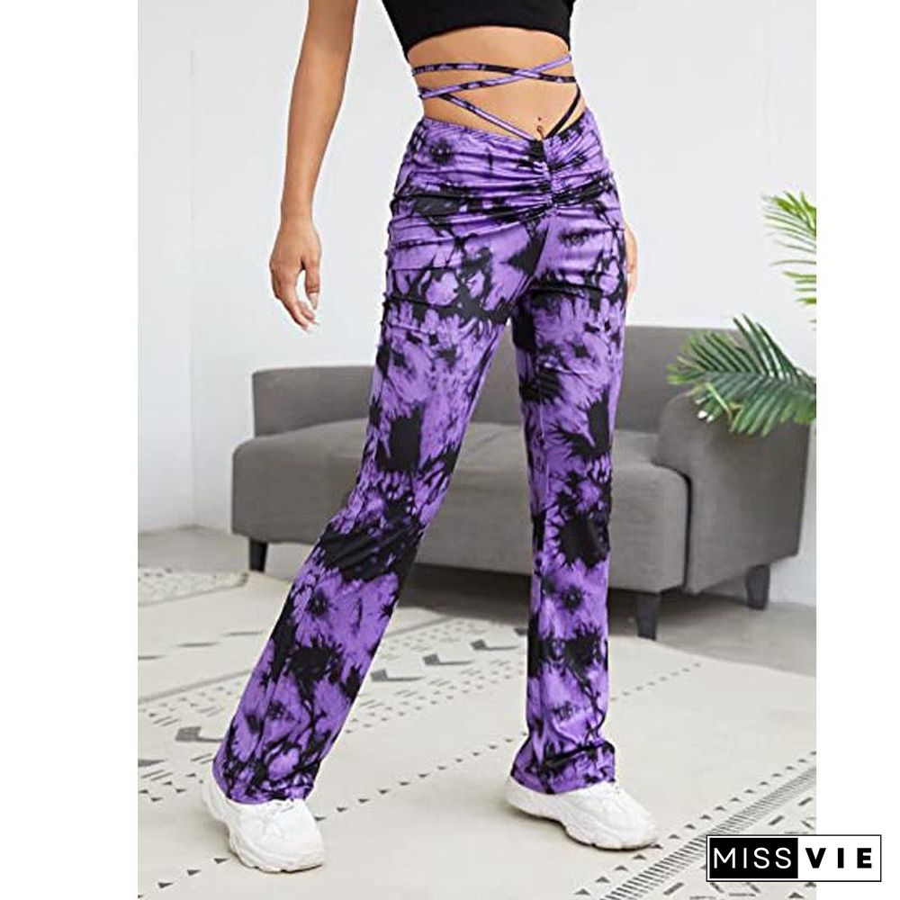 Sexy High Waist Printed Strappy Pants