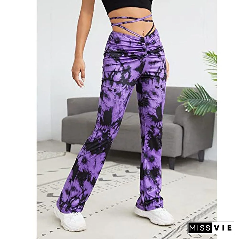 Sexy High Waist Printed Strappy Pants