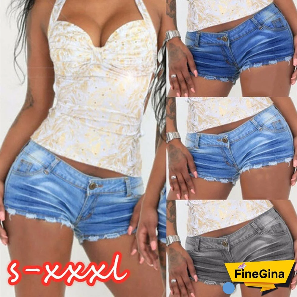 New Casual Women Blue Jeans Summer Fashion Ripped Distressed Jeans Shorts for Women High Waisted Shorts Casual Denim Shorts Plus Size