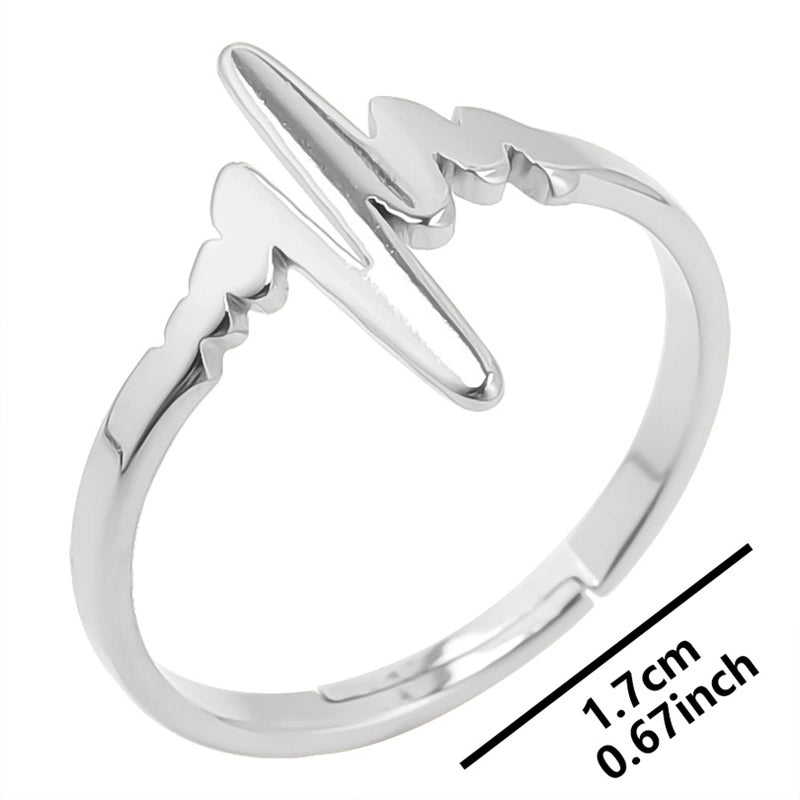 Minimalist Electrocardiogram 304 Stainless Steel 18K Gold Plated Open Ring