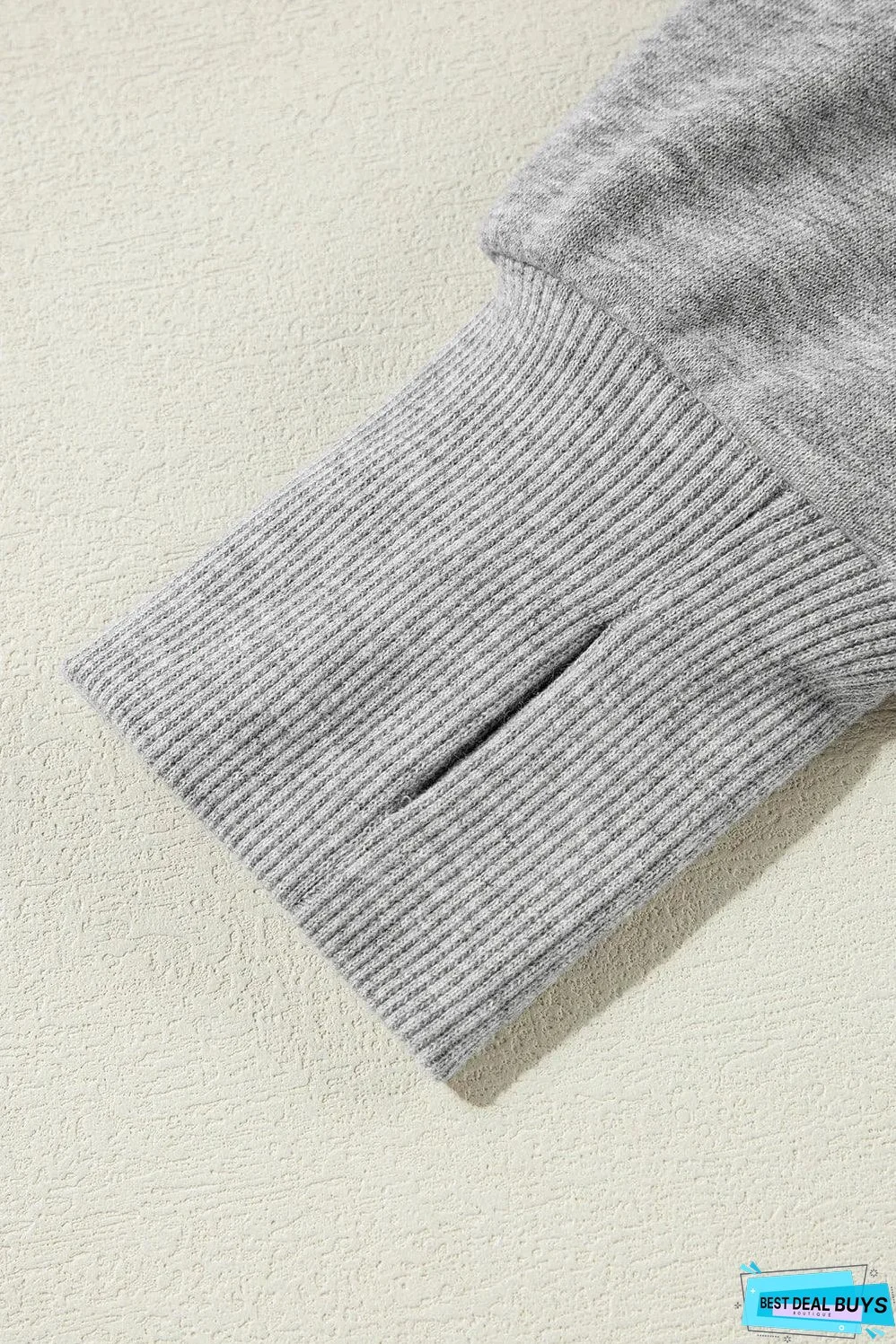 Light Grey Color Block Thumbhole Sleeve Drop Shoulder Sweatshirt