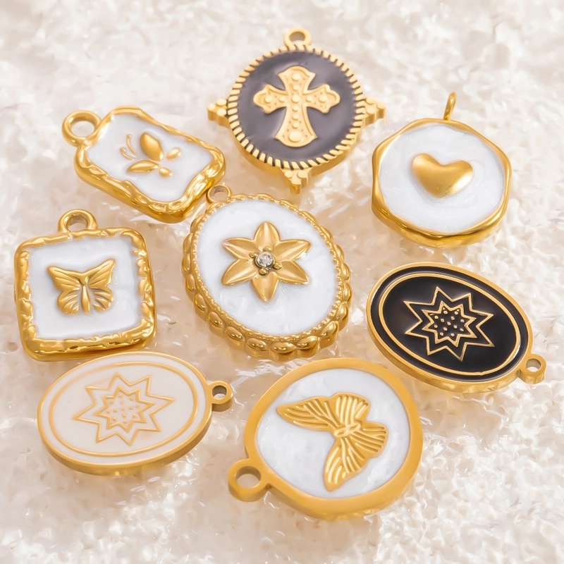 1 Piece 2 PCS/Package 3 PCS/Package 14.24*15.67mm 304 Stainless Steel Heart Shape Bow Knot Pendant Chain Jewelry Accessories