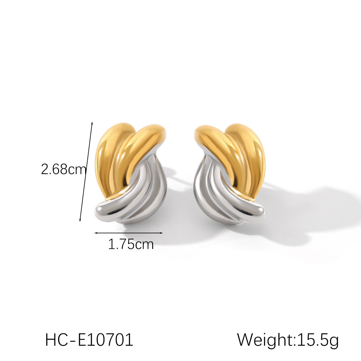 Gold And Silver Color Matching Geometric Stainless Steel Earrings For Women Niche Titanium Steel Earrings