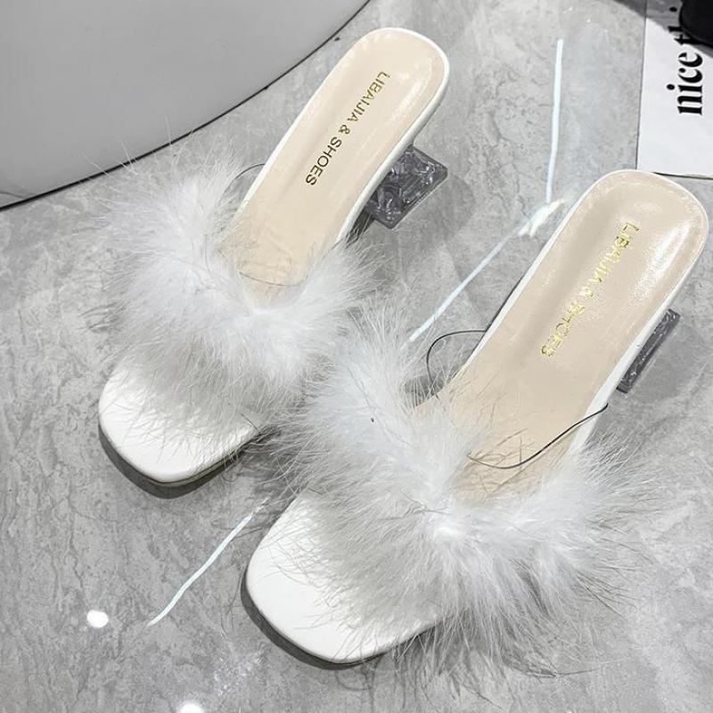 Daily Rose Red Feather High Heels Sandals