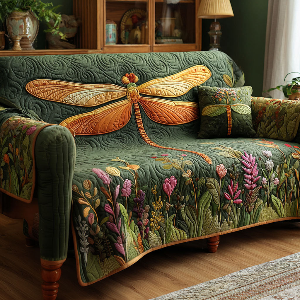 Emerald Meadow Quilted Sofa Cover NCU0TV783 everthome