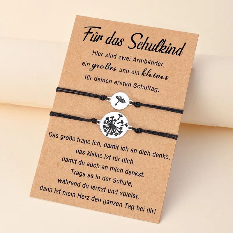 Löwenzahn Armbänder Set-Für das Schulkind-Schulanfang Geschenk mit Nachrichtenkarte  Kettenmachen
