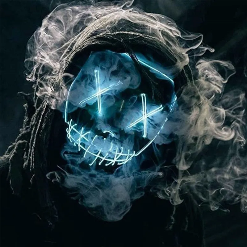 LED Halloween Mask Luminous Glow In The Dark Mascaras Halloween Party Costume Cosplay Masques Horror Props Neon light Masquerade