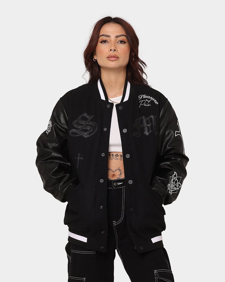 Saint Morta Graveyard Varsity Jacket Black/White
