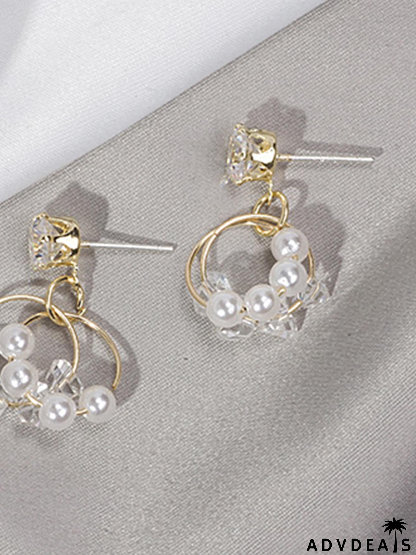 Faux Pearl Decor Round Drop Earrings