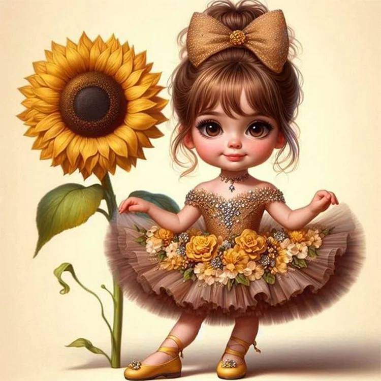 Ballet Girl And Flowers 30*30CM (Canvas) Full Round Drill Diamond Painting gbfke