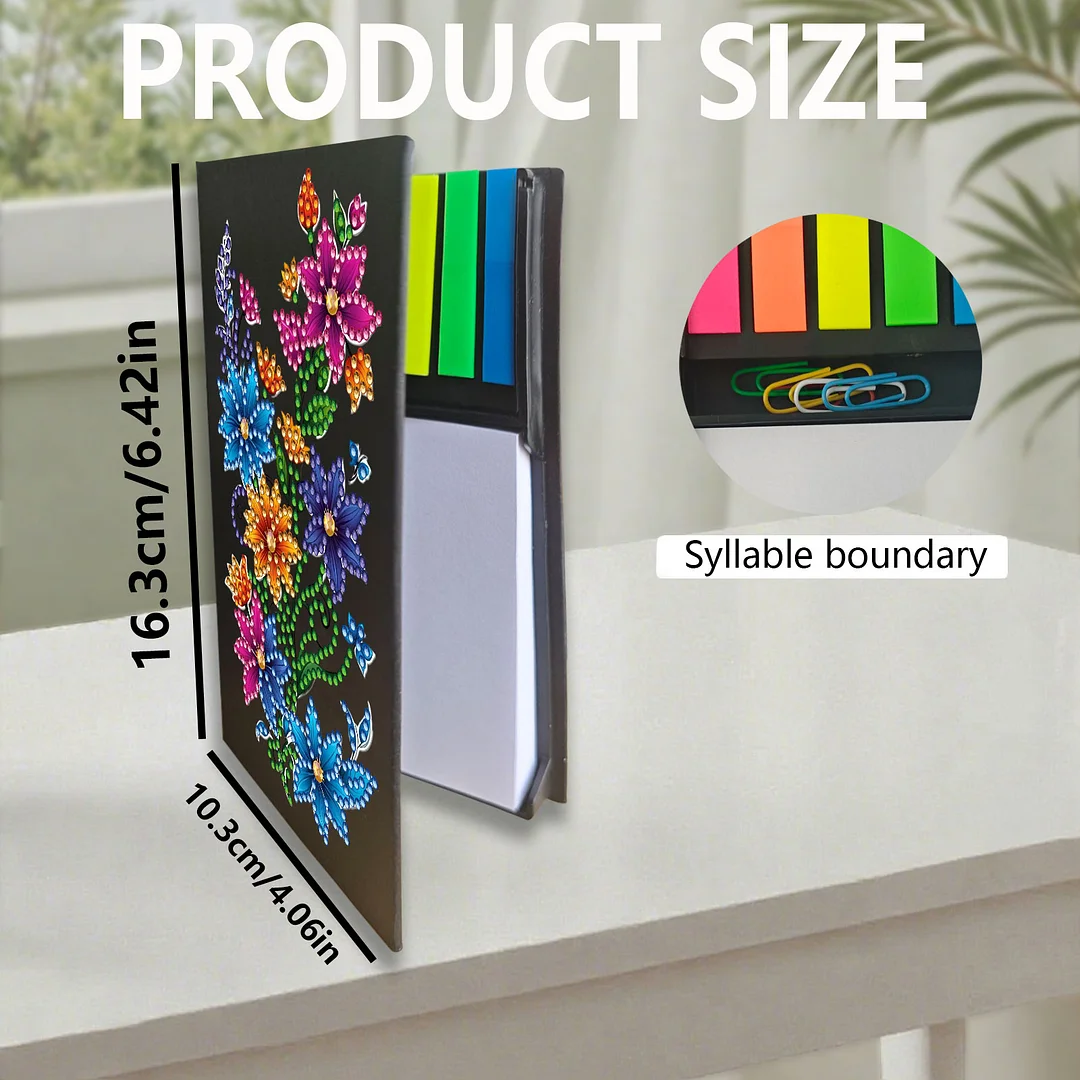 5D DIY Rhinestone Art Painting Notebook Kit for Holiday Birthday Gift (Flower)