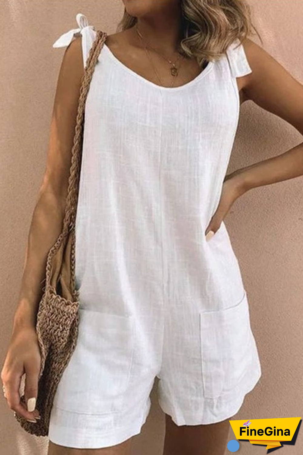 Street Solid Pocket V Neck Straight Jumpsuits(5 Colors)