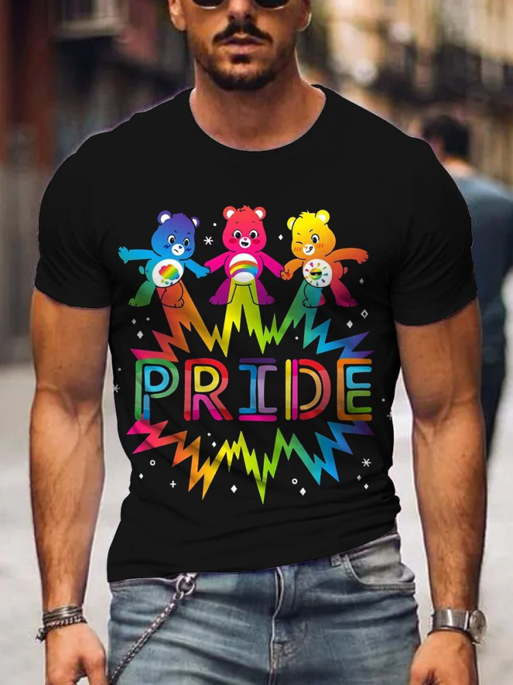 BrosWear Men's Care Bears Pride Rainbow Gay T-Shirt
