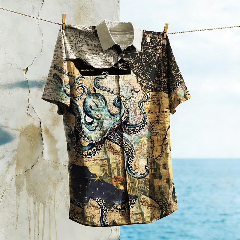 Comstylish Ocean-themed Holiday Print Shirt