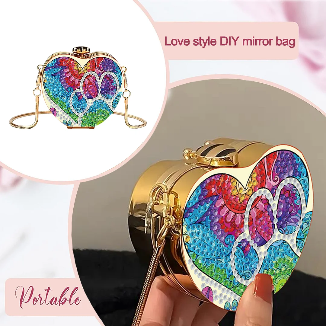 Big Cat Paw DIY Acrylic Love Art Diamond Painting Coin Purse w/ Chain for Women