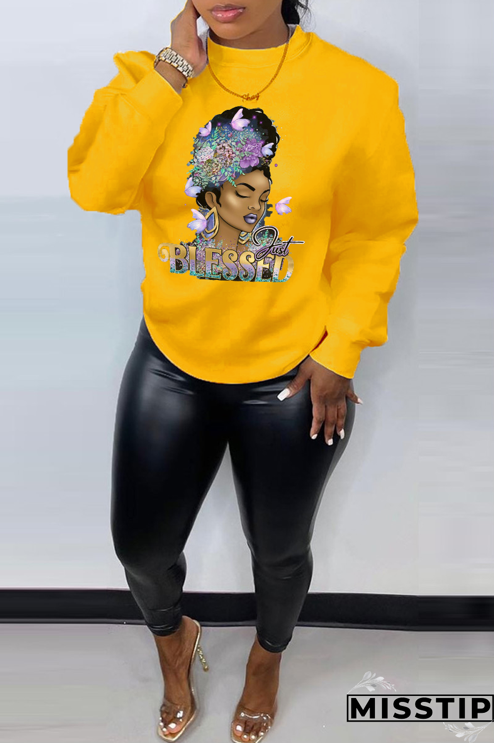 Grey Casual Street Print Patchwork Letter O Neck Tops