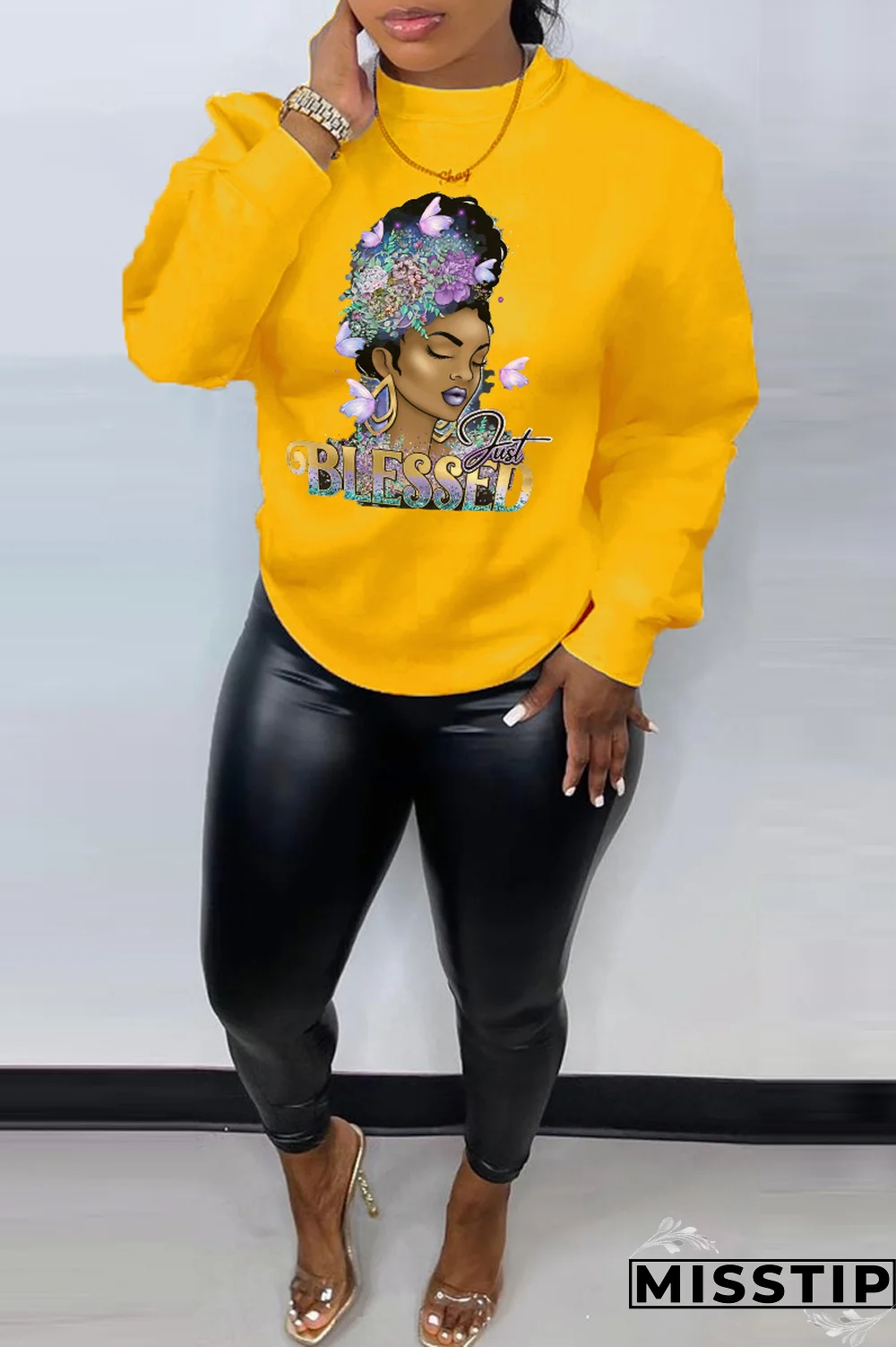 Grey Casual Street Print Patchwork Letter O Neck Tops