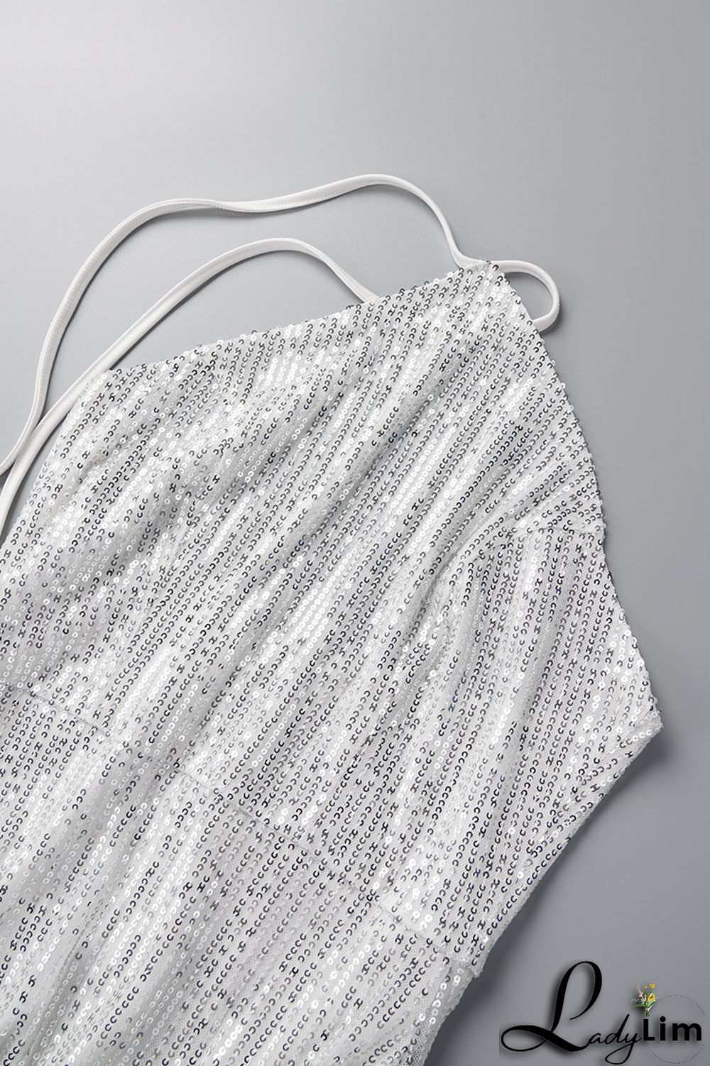 Black Sexy Solid Sequins Patchwork Slit Halter Evening Dress Dresses