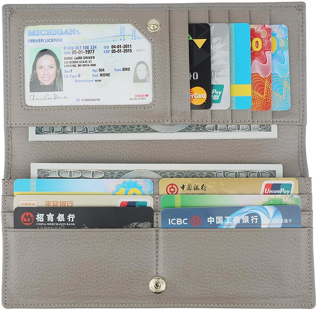 Blocking Ultra Slim Real Leather Credit Card Holder Clutch Wallets for Women