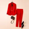 Nigikala Nigikala Professional Fashion Double-Dancing Green Fruit Collar Suit + Nine-Point Trousers Set Two Sets
