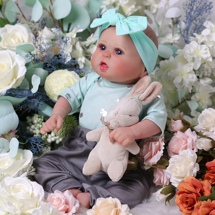 Babeside Bailyn 20'' Cutest Realistic Reborn Baby Girl Lifelike Doll with Mint Green Polka Dot Set