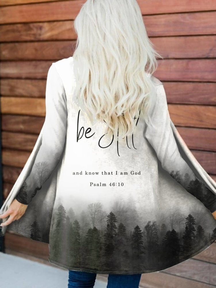 Vefave Be Still And Know That I Am God Print Cardigan