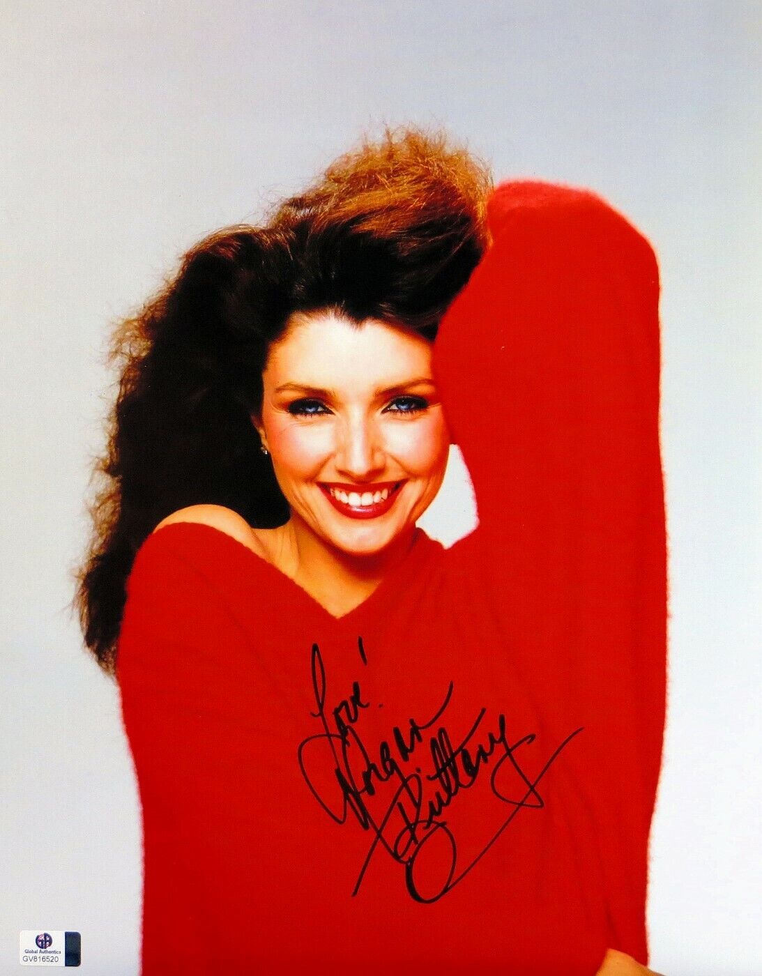 Morgan Brittany Signed Autographed 11X14 Photo Poster painting Dallas Vintage Red Sweater 816520