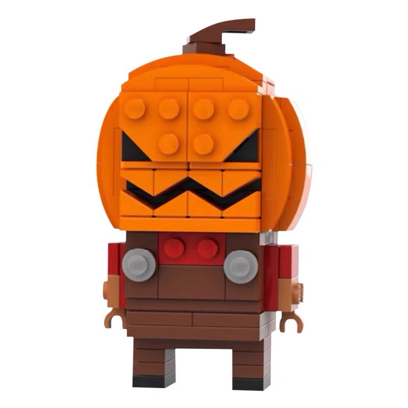 MOC-61664 Halloween Creative Pumpkin Square Head Boy Puzzle Assembling Building Blocks Toy Set Model Gift