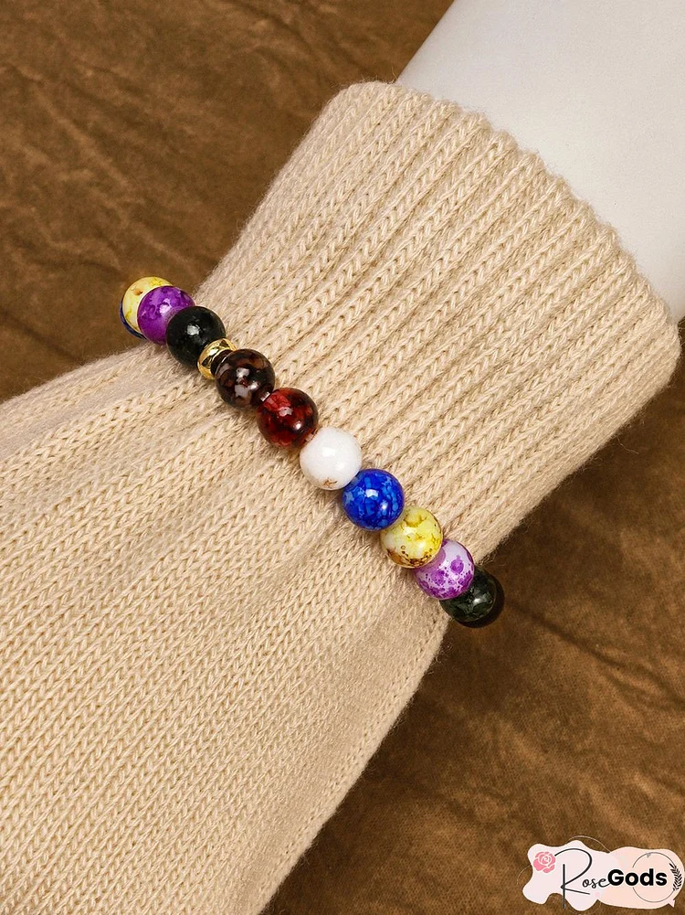 Leisure Ethnic Style Natural Mineral Colorful Beaded Bracelet