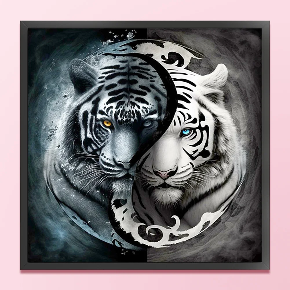 11CT Full Stamped Cross Stitch - Yin Yang Tiger(Canvas|45*45CM)