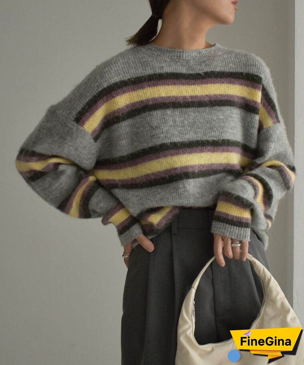 Retro Print Round Neck Sweater