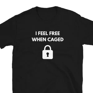 pornhint Pornhint Caged chastity shirt, chastity cuckold fetish tshirt, cuck femdom bdsm sub male slave tee swinger humor feminization cuckhold femboy sissy