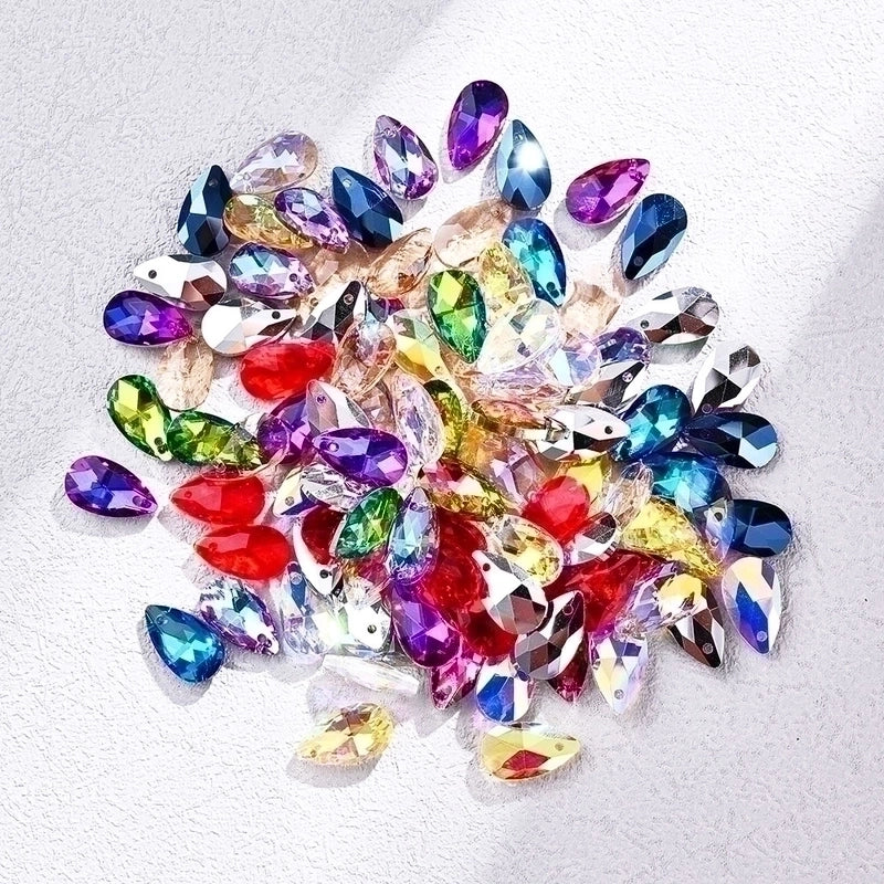 10 PCS/Package 9*16mm Hole 1~1.9mm Glass Electroplate Glass Beads Transparent Glass Beads Water Droplets Transparent Pendant